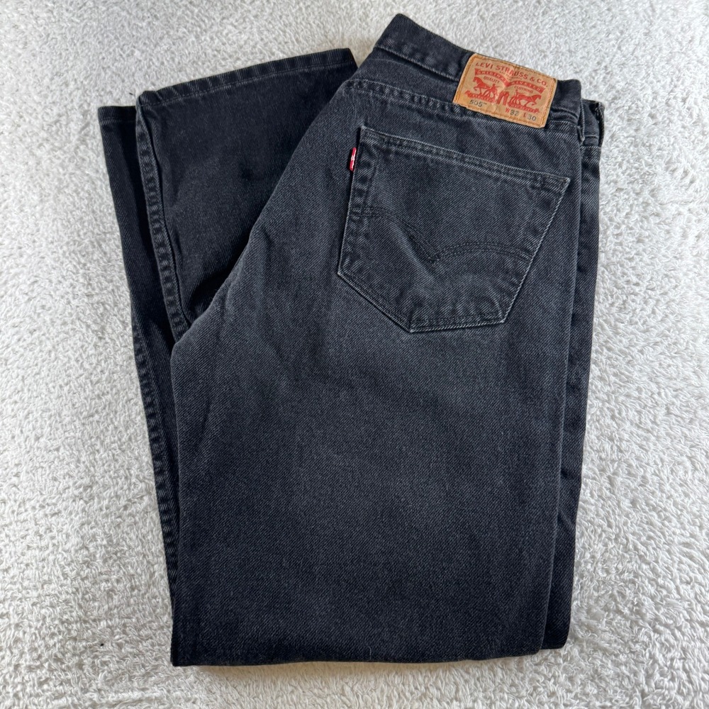 Levi's 505 Jeans Men 33x30 Black Excellent Regular Fit Straight Leg Denim 2985